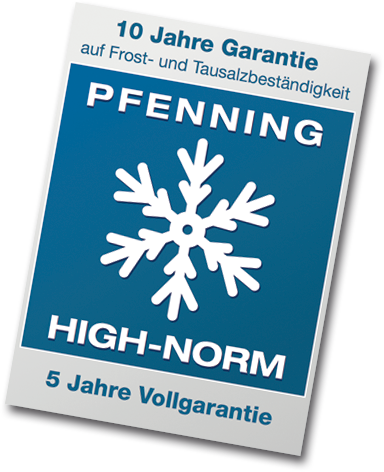 10 Jahre Garantie auf Frost- und Tausalzbeständigkeit, 5 Jahre Vollgarantie